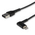 Фото #1 товара StarTech.com 6ft (2m) Durable USB A to Lightning Cable - Black 90° Right Angled Heavy Duty Rugged Aramid Fiber USB Type A to Lightning Charging/Sync Cord - Apple MFi Certified - iPhone - 2 m - Lightning - USB A - Male - Male - Black