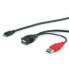 Фото #4 товара ROLINE USB2.0 Y Cable - 2x Type A M/F - 1x MicroB M - 1m - 1 m - Micro-USB B - 2 x USB - USB 2.0 - Black