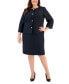 ფოტო #1 პროდუქტის Plus Size Tweed Button-Up Pencil Skirt Suit