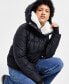 ფოტო #4 პროდუქტის Women's Ella Faux-Sherpa-Collar Hooded Puffer Coat