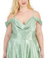 Фото #3 товара Trendy Plus Size Off-The-Shoulder Satin Jacquard Gown