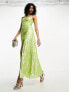 ASOS DESIGN trapeze maxi slip dress in lime metallic jacquard 32 - фото #7