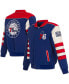 Men's Royal Philadelphia 76ers Stripe Colorblock Nylon Reversible Full-Snap Jacket