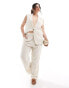 Фото #1 товара ONLY Curve linen blend straight leg tailored trouser co-ord in cream