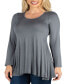 ფოტო #3 პროდუქტის Long Sleeve Solid Color Swing Style Flared Tunic Top