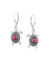 Фото #3 товара Sterling Silver with Genuine Gemstone Turtle Design Women's Drop and Dangle Earrings