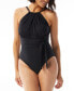 ფოტო #1 პროდუქტის Women's Contours Belted High-Neck One-Piece Swimsuit