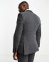 Фото #2 товара ASOS DESIGN super skinny wool mix suit jacket in herringbone in charcoal