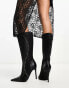 Фото #4 товара Daisy Street wavy studded knee boots in black