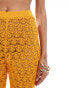 Mango crochet straight leg co-ord trousers in orange