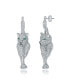 Фото #1 товара White Gold Plated with Emerald Eyes & Cubic Zirconia Panther Dangle Earrings in Sterling SIlver