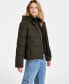 Juniors' Faux-Fur-Bibbed Hooded Puffer