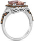 Couture Peach Morganite (2-1/2 ct. t.w.), Chocolate Diamonds (5/8 ct. t.w.) & Nude Diamonds (1/10 ct. t.w.) Square Halo Ring in Platinum