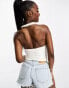 Фото #2 товара ASOS DESIGN double layer slinky ruched halter top in white