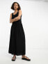 Фото #10 товара ASOS DESIGN ribbed scoop neck midi dress with dropped waist in black