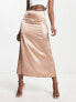 Фото #4 товара Reclaimed Vintage low slung satin midaxi skirt in vintage brown