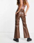 Reclaimed Vintage inspired PU flare trouser in brown