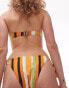 Topshop stripe print halter neck bikini top in abstract orange