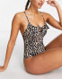 Фото #4 товара Accessorize frill swimsuit in leopard print