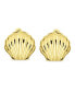 Carved Seashell Shaped Nautical Clip On Earrings For Women Non Pierced Ears Gold Plated Sterling Silver Alloy Clip