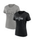 ფოტო #1 პროდუქტის Women's Black, Gray Los Angeles Kings Two-Pack Fan T-shirt Set