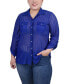 ფოტო #1 პროდუქტის Plus Size Long Roll Tab Sleeve Burnout Knit Top