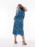 Фото #4 товара Topshop Curve floral printed mesh midi dress in blue