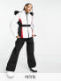 Threadbare Petite Ski puffer jacket with faux fur trim hood in white