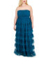 Фото #1 товара Trendy Plus Size Tiered Ruffled Mesh Ball Gown