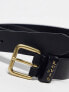 Levi's Calypso leather belt in black with gold buckle Normal/Schwarz, 90 см - фото #3