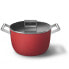 SMEG 26cm Red 50's Style Casserole - CKFC2411RDM - 7.7 L - Black - Red - Aluminium - Stainless steel - Stainless steel - Glass - Stainless steel