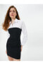 Фото #1 товара Gömlek Detaylı Mini Straplez Elbise Slim Fit Uzun Kollu