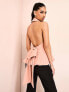Фото #3 товара ASOS LUXE two in one tailored cut out blazer and waist coat in blush