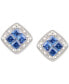 ფოტო #2 პროდუქტის Sapphire (5/8 ct. t.w.) & Diamond (1/20 ct. t.w.) Square Stud Earrings in Sterling Silver