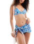 Vila bikini bottom full brief co-ord in blue floral print