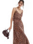 ASOS DESIGN maxi slip dress in spun in animal print