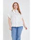 Women's Plus Size Linen Ruffle Shirt