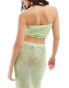 Фото #4 товара ASOS DESIGN co-ord sequin fishnet bandeau scarf hem top in lime