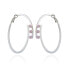 Silver-Tone and Crystal 3 Stone Hoop Earring