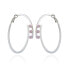 ფოტო #1 პროდუქტის Silver-Tone and Crystal 3 Stone Hoop Earring