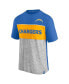 Фото #3 товара Men's Powder Blue and Heathered Gray Los Angeles Chargers Colorblock T-shirt