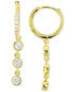 ფოტო #1 პროდუქტის Cubic Zirconia Bezel Dangle Drop Earrings in 14k Gold-Plated Sterling Silver