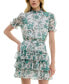 Фото #1 товара Juniors' Printed Puff-Sleeve Fit & Flare Dress