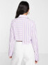 Фото #2 товара Topshop stripe poplin cropped shirt in lilac