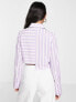 Фото #3 товара Topshop stripe poplin cropped shirt in lilac