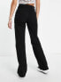 Pieces Peggy high waisted wide leg jeans in black