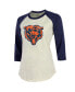 Фото #3 товара Women's Justin Fields Cream and Navy Chicago Bears Player Name Number Raglan 3 and 4-Sleeve T-Shirt