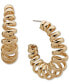 Gold-Tone Medium Swirl Spring C-Hoop Earrings, 1.54"