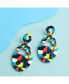 Фото #3 товара Women's Black Mosaic Drop Earrings