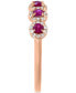 ფოტო #4 პროდუქტის Ruby (1/3 ct. t.w.) & Diamond (1/6 ct. t.w.) Five Stone Halo Ring in 14k Rose Gold